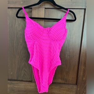 Good American Pink One Piece Bathing Suit
